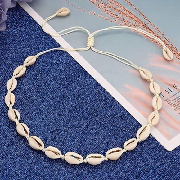 New Cowrie Shell Jewelry Gift Set Chord Bracelet & Choker - Picture 1 of 6